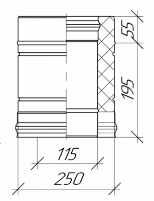 Сэндвич-труба К L-250 Grill'D AISI 430 0,8мм/ОС 0,5мм (D115/250) черный (порошковая краска) Сэндвич-труба К L-250 Grill'D AISI 430 0,8мм/ОС 0,5мм (D115/250) черный (порошковая краска)
