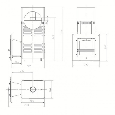 Печь для бани дровяная ИнжКомЦентр ВВД Сударушка М (Каменка нержавеющая сталь с баком)