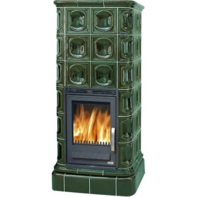Печь-камин ABX KALEDONIE L, с чугунной топкой (зеленый)