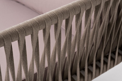 Правый модуль 4SIS Касабланка из роупа, каркас алюминий светло-серый муар, роуп серо-коричневый\, ткань бежевая 052 Правый модуль 4SIS Касабланка из роупа, каркас алюминий светло-серый муар, роуп серо-коричневый\, ткань бежевая 052