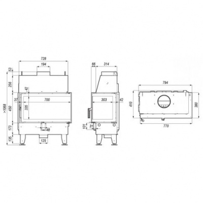 Топка Defro Home Impuls ME угловая, 10 кВт, 770/450/380мм