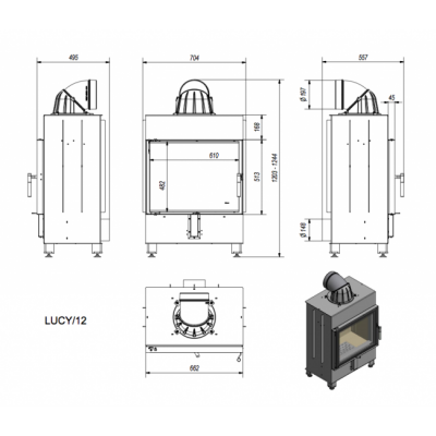 Каминная топка Kratki Lucy 12 Каминная топка Kratki Lucy 12