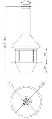 Камин Traforart Cronos Central, со стеклом, RAL Камин Traforart Cronos Central, со стеклом, RAL