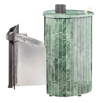 Дровяная печь Ферингер Малютка ПФ в облицовке "Верде Гватемала" наборный, до 18 м³ Дровяная печь Ферингер Малютка ПФ в облицовке "Верде Гватемала" наборный, до 18 м³