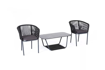 Кофейный набор 4SIS Марсель плетеный из роупа Цвет: темно-серый