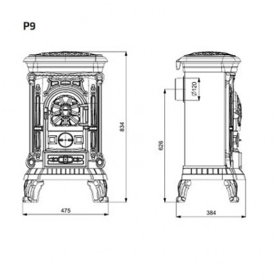 Печь-камин Kaw-Met P9 patyna 10.1 kW