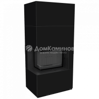 Каминокомплект FLOKI в облицовке NERO ASSOLUTO, угловое стекло слева