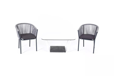 Кофейный набор 4SIS Марсель плетеный из роупа Цвет: светло-серый