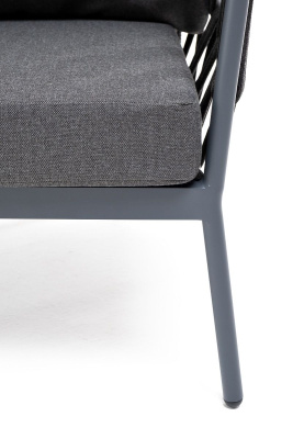 Кресло из роупа 4SIS, каркас темно-серый муар, роуп темно-серый, ткань темно-серая 027 Кресло из роупа 4SIS, каркас темно-серый муар, роуп темно-серый, ткань темно-серая 027
