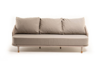 Диван 4SIS Верона 3-местный из роупа, каркас белый муар, роуп бежевый, ткань бежевая 052