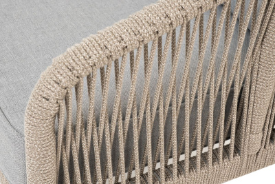 Диван 4SIS Канны 2-местный из роупа, каркас светло-серый муар, роуп серый меланж, ткань светло-серая