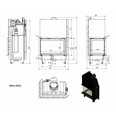 Каминная топка Kratki MBA L BS G Каминная топка Kratki MBA L BS G