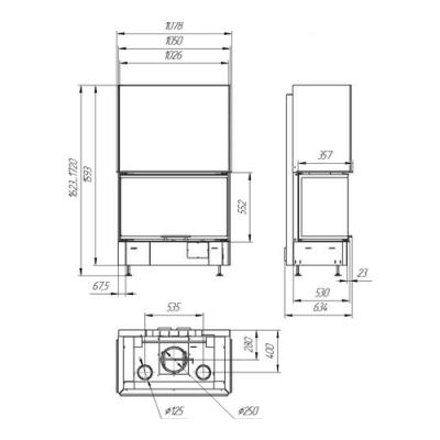 Каминная топка Экокамин ДЕЛЬТА 1000 три стекла Каминная топка Экокамин ДЕЛЬТА 1000 три стекла