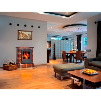 Печь-камин ABX MARINA LP, с чугунной топкой, с кафельным цоколем (коричневый)