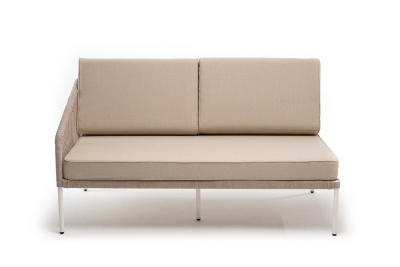 Правый модуль 4SIS Канны из роупа, каркас белый муар, роуп бежевый, ткань бежевая 035 Правый модуль 4SIS Канны из роупа, каркас белый муар, роуп бежевый, ткань бежевая 035