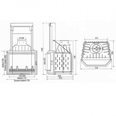 Каминная топка Seguin Hexa 7 с гильотиной Каминная топка Seguin Hexa 7 с гильотиной