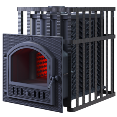 Печь для бани чугунная Гефест ЗК в сетке 45 (П)