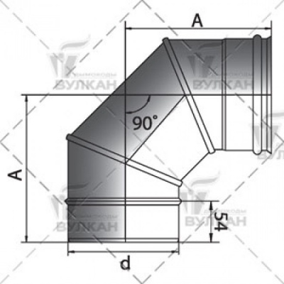 Отвод 90° на расш. Вулкан OTHR d300 матов.