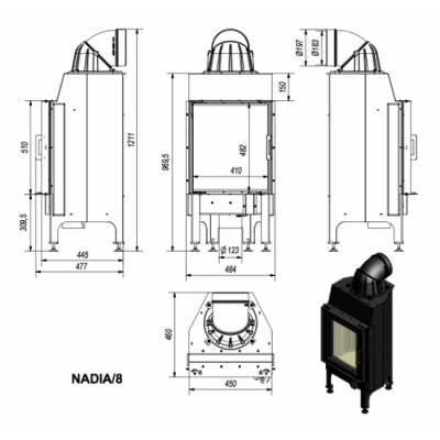 Каминная топка Kratki Nadia 8
