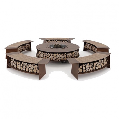 Гриль очаг Fireline Zero со скамейками