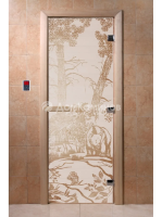 Дверь для саун DoorWood "Мишки сатин"