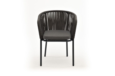 Стул из роупа 4SIS Бордо, каркас алюминий темно-серый (RAL7024) муар, роуп серый, ткань темно-серая 019