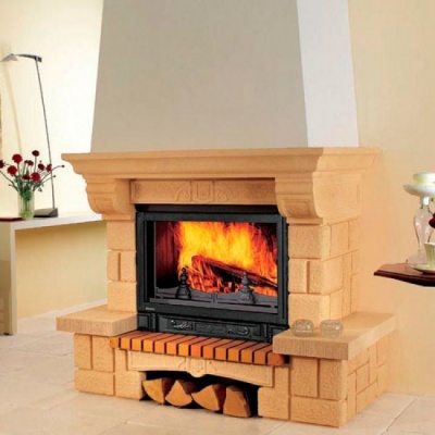 Каминная облицовка Supra-Russia Sardane SR, желтая, с каменной балкой