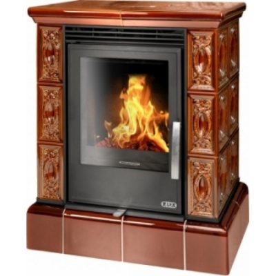 Печь-камин ABX Helvetia KPI, с кафельным цоколем, с теплообменником (коричневый)