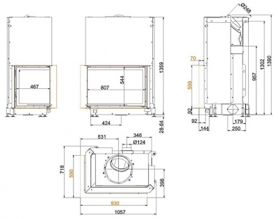 Каминная топка Brunner Eck-Kamine EK 57/82/48 с подъемом 