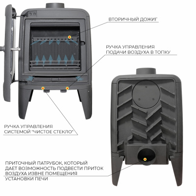 Печь-камин EVEREST М7 диаметр дымохода: 120 мм