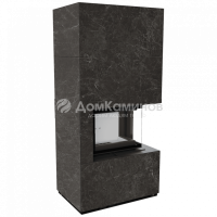 Каминокомплект FLOKI в облицовке NATURALI NERO GRECO, угловое стекло справа