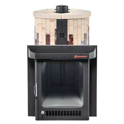 Дровяная печь Ферингер Макси ПФ в облицовке Россо Леванте+"Окаменевшее дерево", до 38 м³ Дровяная печь Ферингер Макси ПФ в облицовке Россо Леванте+"Окаменевшее дерево", до 38 м³