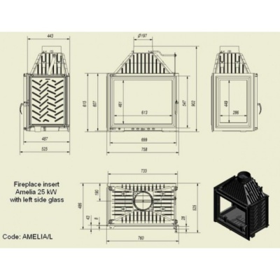 Каминная топка Kratki Amelia L Каминная топка Kratki Amelia L