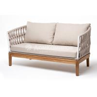 Диван 4SIS Диего 2-местный из роупа; основание дуб, каркас алюминий светло-серый муар, роуп бежевый, ткань бежевая 052