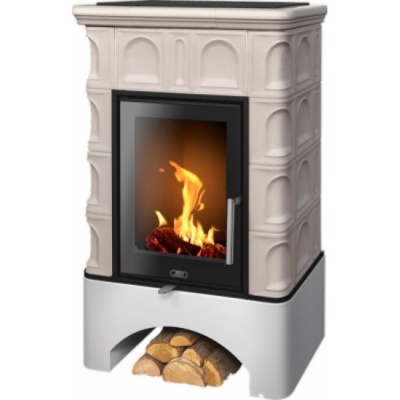 Печь-камин ABX BRITANIA EXclusive, белый цоколь - вставка Orion (перламутр)