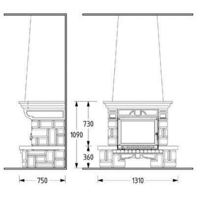Каминная облицовка Supra-Russia Sardane SR, желтый, с каменной балкой, универсальная