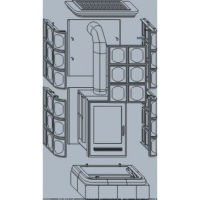 Печь-камин ABX KALEDONIE K, с теплообменником (коричневый) Печь-камин ABX KALEDONIE K, с теплообменником (коричневый)