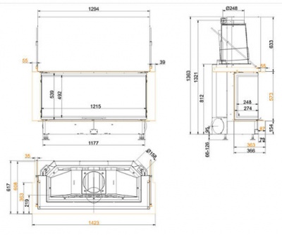 Каминная топка Brunner Panorama 57/25/121/25  Каминная топка Brunner Panorama 57/25/121/25