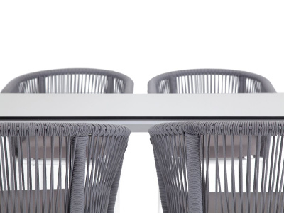 Обеденная группа 4SIS Малага 4-местная со стульями Марсель Цвет: белый, светло-серый, молочный