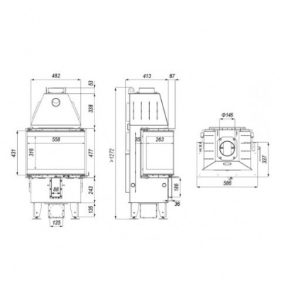Топка Defro Home Intra XSM C, 8 кВт, 586/477/337мм Топка Defro Home Intra XSM C, 8 кВт, 586/477/337мм