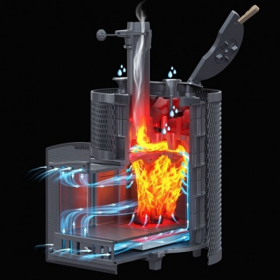 Печь для бани чугунная Гефест AVANGARD 24 (П2) в круглой сетке Печь для бани чугунная Гефест AVANGARD 24 (П2) в круглой сетке