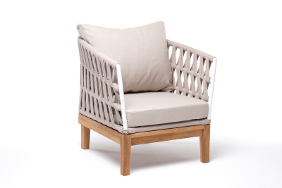 Кресло 4SIS Диего, основание дуб, каркас светло-серый муар, роуп бежевый, ткань бежевая 052