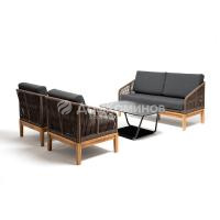 Лаунж-зона 4SIS Канны 4-местная из роупа со столиком Гранада Цвет: серый гранит, дуб, коричневый, темно-серый