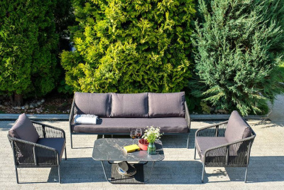 Комплект садовой мебели 4SIS Канны на 5 персон из роупа Цвет: темно-серый Комплект садовой мебели 4SIS Канны на 5 персон из роупа Цвет: темно-серый