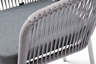 Стул из роупа 4SIS Марсель, Каркас алюминий белый муар, роуп светло-серый, ткань светло-серая Стул из роупа 4SIS Марсель, Каркас алюминий белый муар, роуп светло-серый, ткань светло-серая