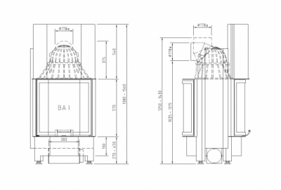 Каминная топка Schmid Pano FD 5557 h (туннельная версия)