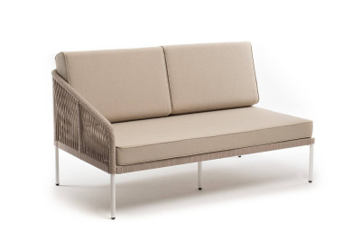 Правый модуль 4SIS Канны из роупа, каркас белый муар, роуп бежевый, ткань бежевая 035 Правый модуль 4SIS Канны из роупа, каркас белый муар, роуп бежевый, ткань бежевая 035