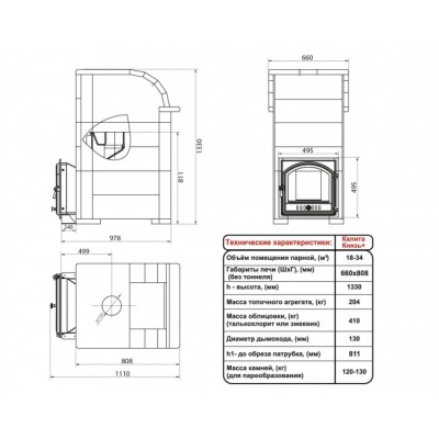 Печь для бани дровяная ИнжКомЦентр ВВД Князь Калита (Талькохлорит | Змеевик)