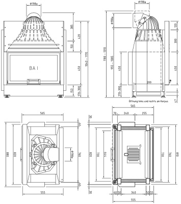 Каминная топка Schmid Lina FD 7351 h (туннельная версия)