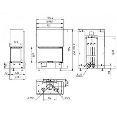 Каминная топка Экокамин ДЕЛЬТА 1000 L/R Каминная топка Экокамин ДЕЛЬТА 1000 L/R